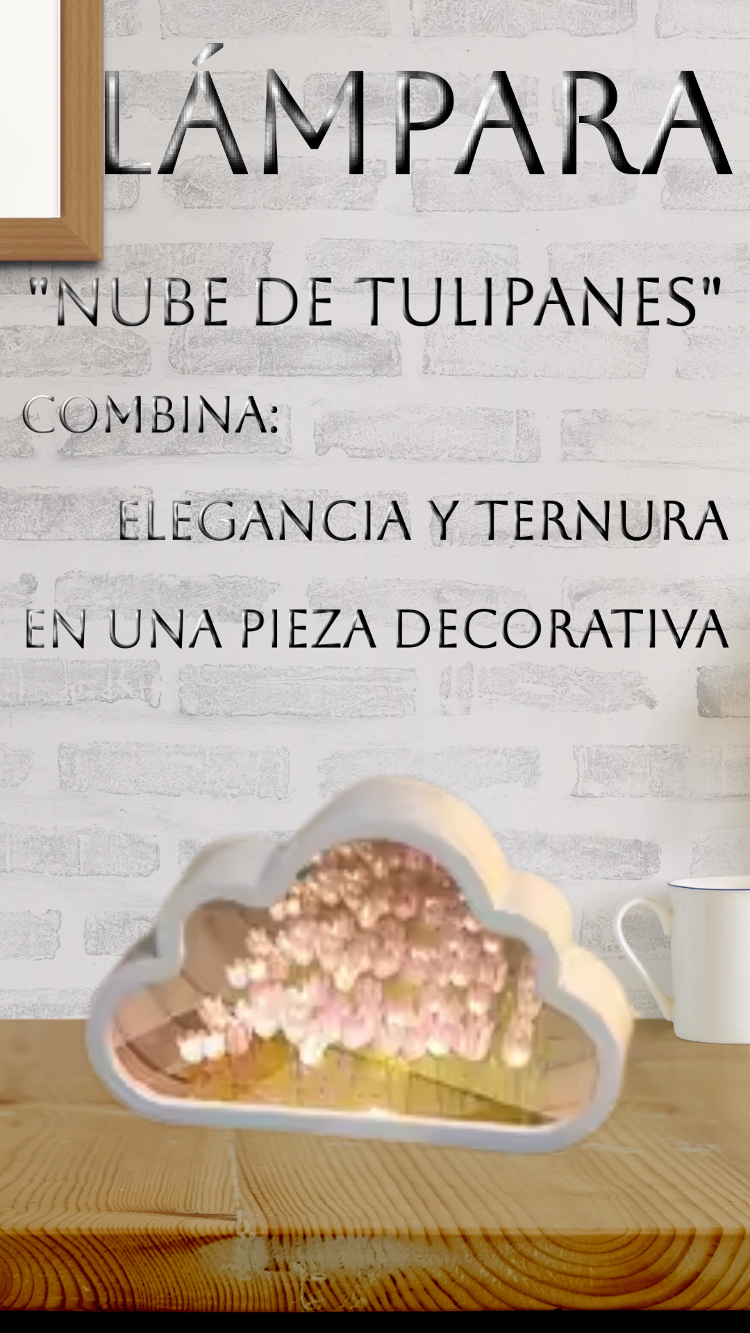 Lámpara Espejo "Nube de Tulipanes" – Un Regalo Luminoso de Amor para Mamá