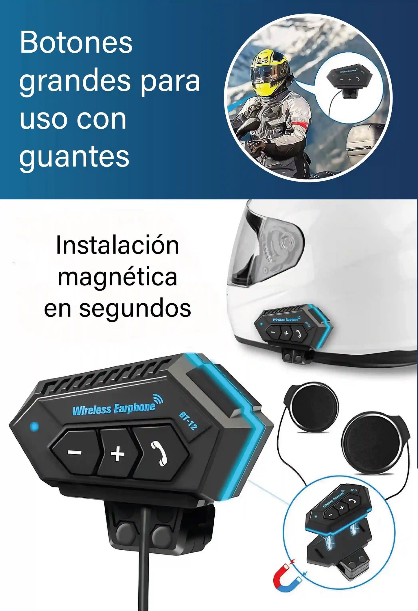 Intercomunicador Bt 12 Auriculares Moto