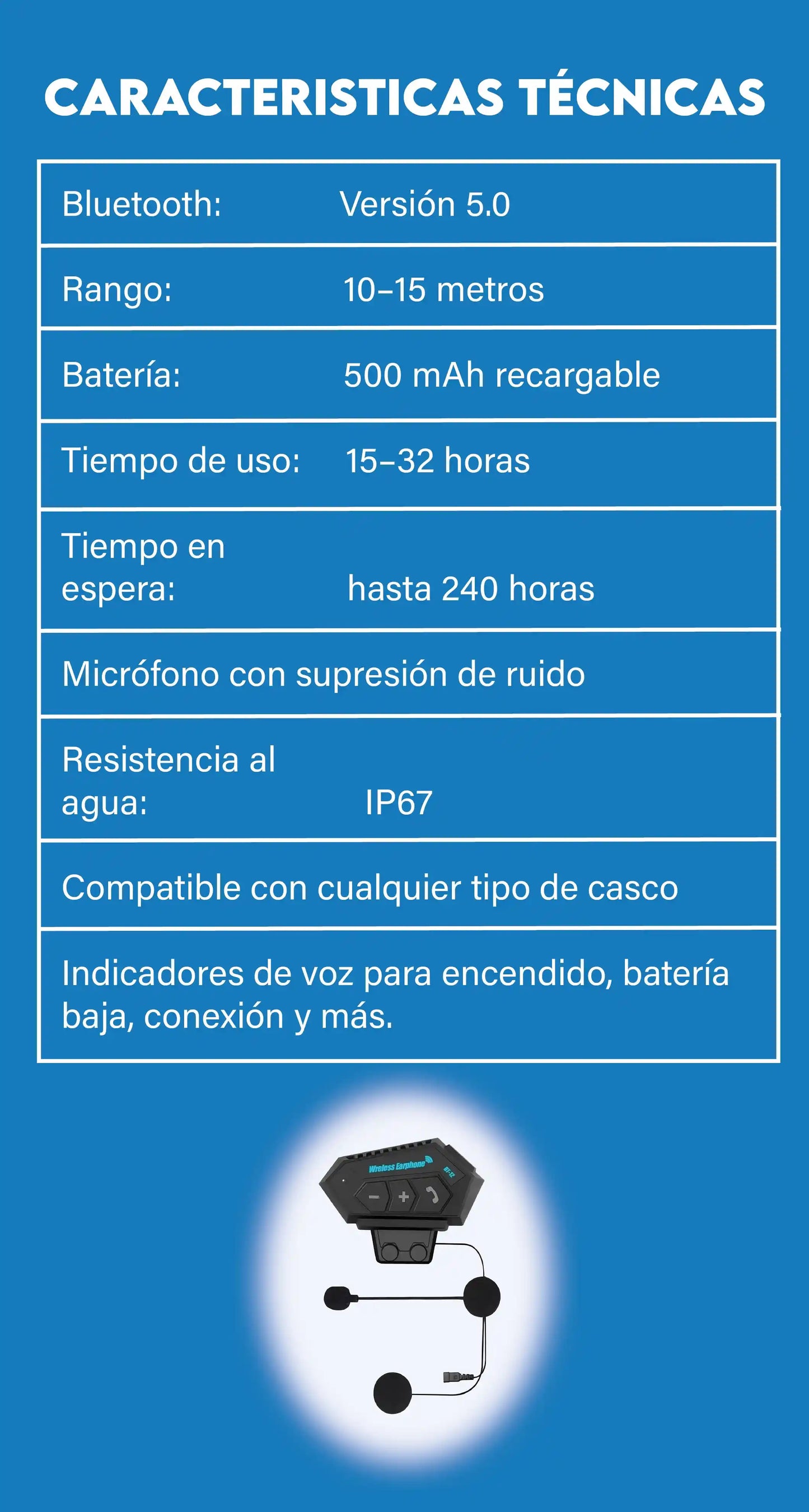 Intercomunicador Bt 12 Auriculares Moto