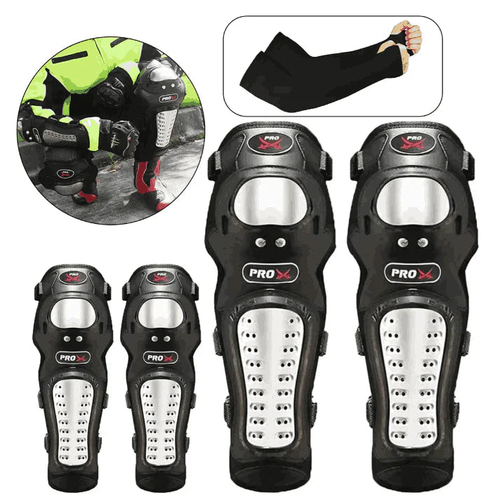 Rodilleras Y Coderas Con Protección Metálica Para Moto y bicicleta