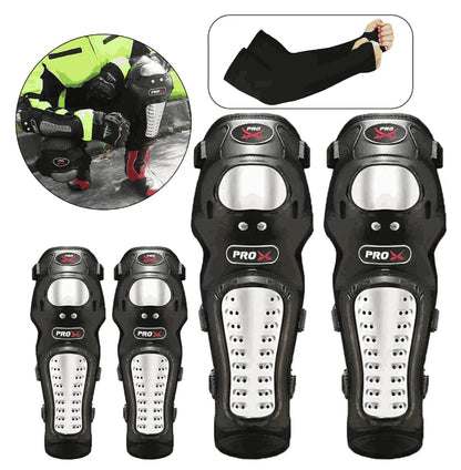 Rodilleras Y Coderas Con Protección Metálica Para Moto y bicicleta