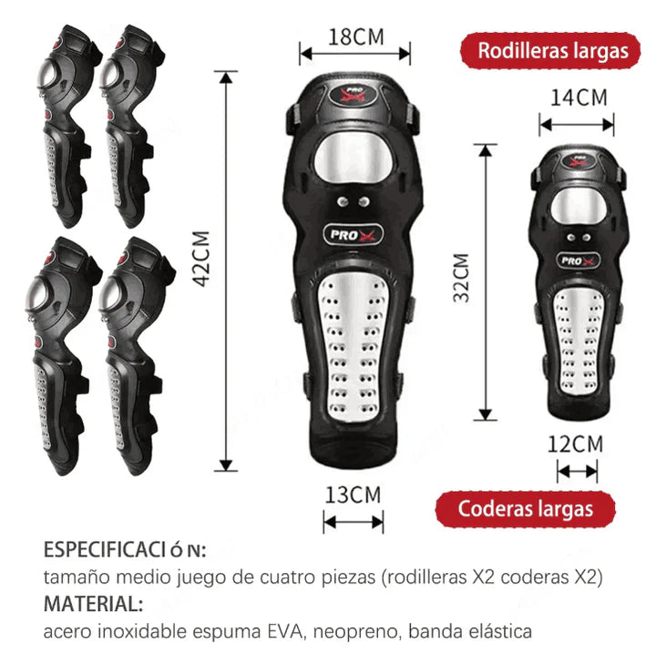 Rodilleras Y Coderas Con Protección Metálica Para Moto y bicicleta