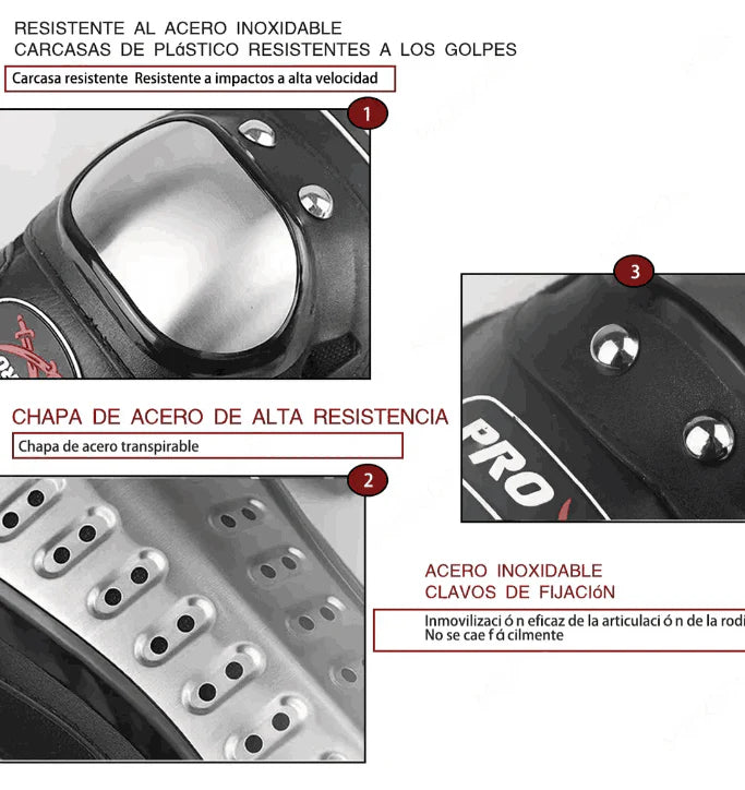 Rodilleras Y Coderas Con Protección Metálica Para Moto y bicicleta