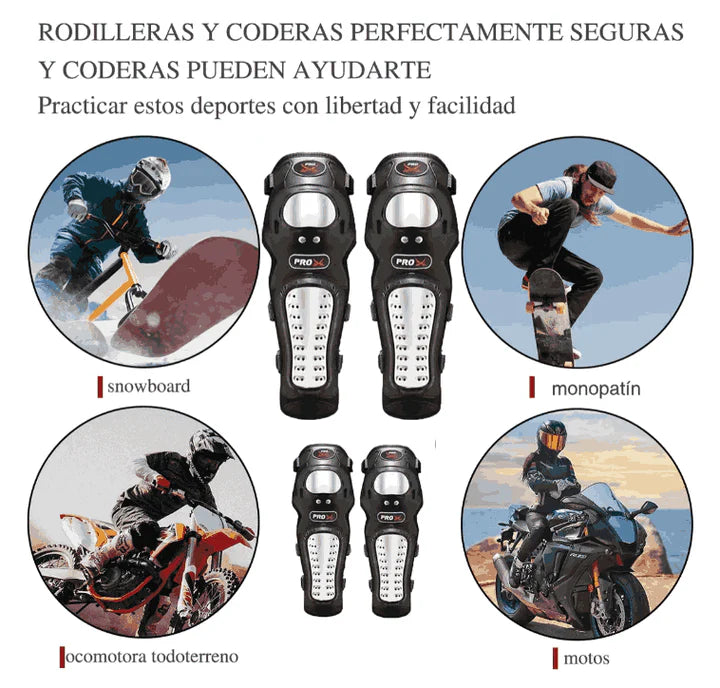 Rodilleras Y Coderas Con Protección Metálica Para Moto y bicicleta