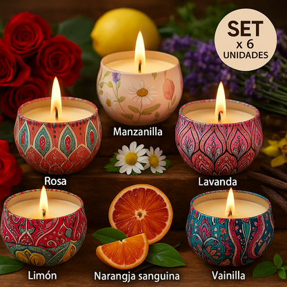Velas Aromáticas Premium x6 – Tu Refugio de Paz y Aromas de Lujo