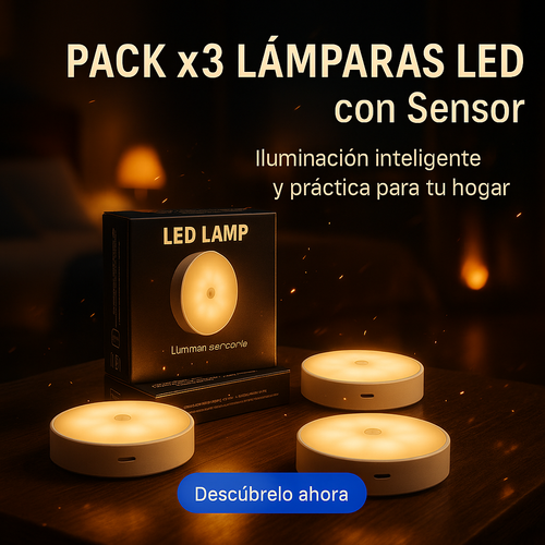 Pack 3 Lámparas LED Inteligentes con Sensor Automático
