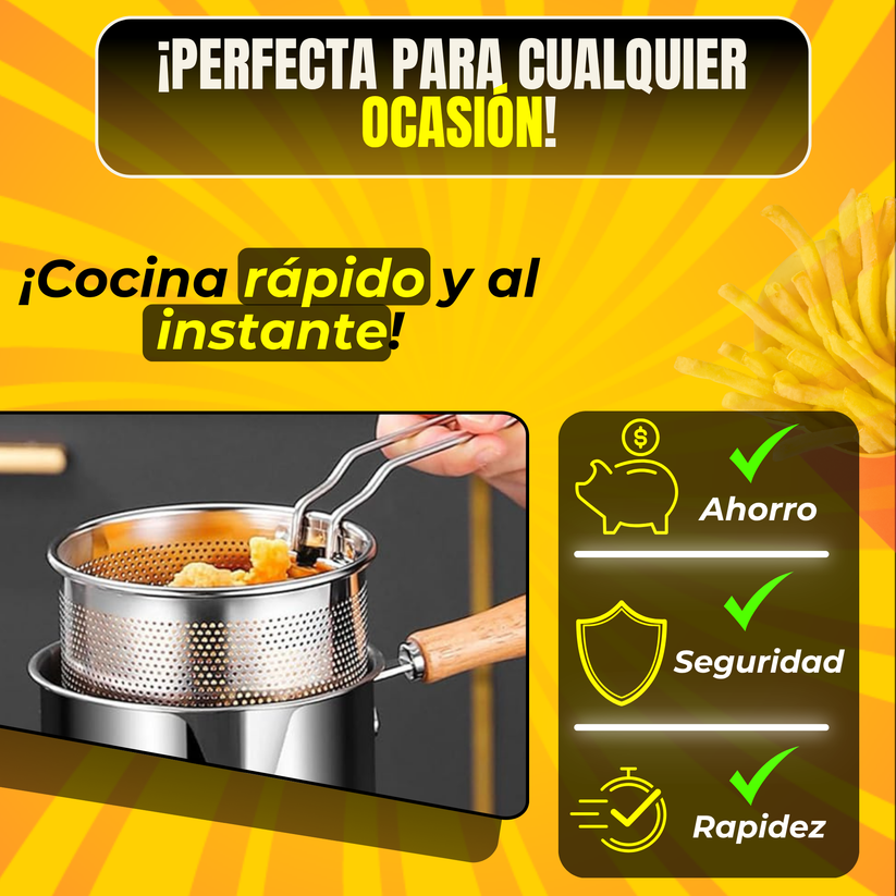 OLLA FREÍDORA PRO 1.2L - ¡DISEÑO INNOVADOR Y COLADOR DE ACEITE!
