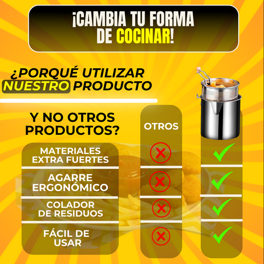 OLLA FREÍDORA PRO 1.2L - ¡DISEÑO INNOVADOR Y COLADOR DE ACEITE!