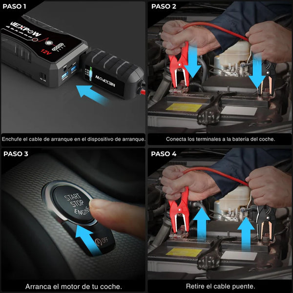 🔋 Iniciador de Batería Portátil 12V – Arranca tu carro en segundos, sin ayuda de nadie