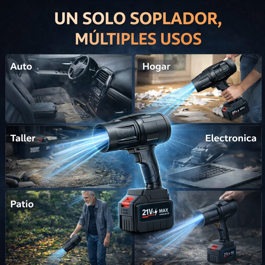 Soplador Inalámbrico Turbo 21V – Limpia en Segundos Sin Esfuerzo