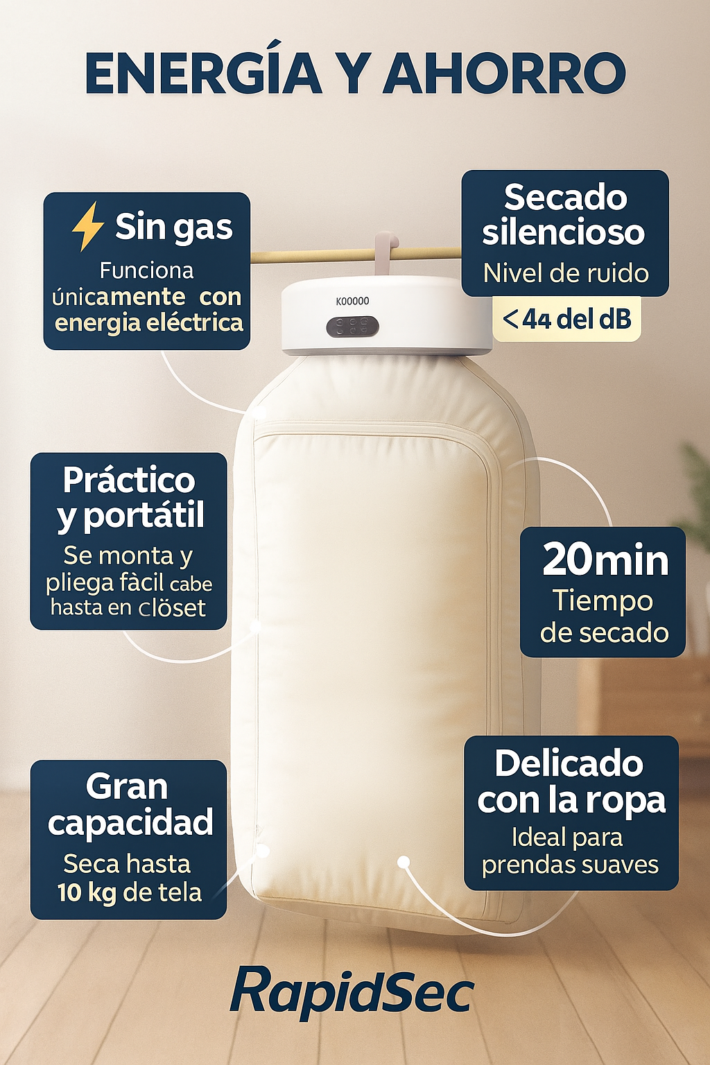 RapidSec – Secadora portátil. Seca tus prendas en minutos