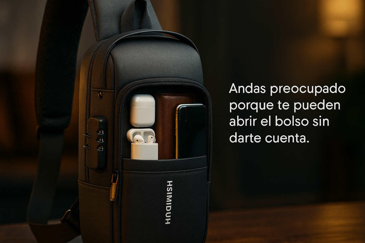 Bolso manos libres antirrobo con puerto USB – Seguridad y estilo en movimiento
