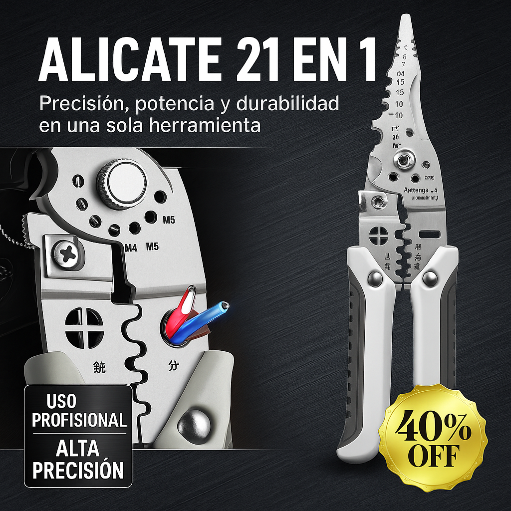 Alicate Pela Cables 21 en 1 – Potencia, Precisión y Versatilidad en Tus Manos