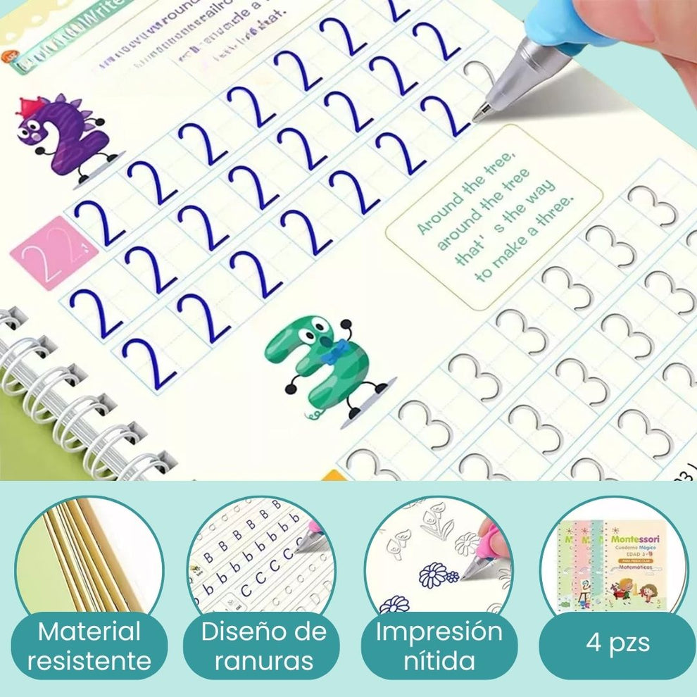 Libro de caligrafia Montessori x 4 unds