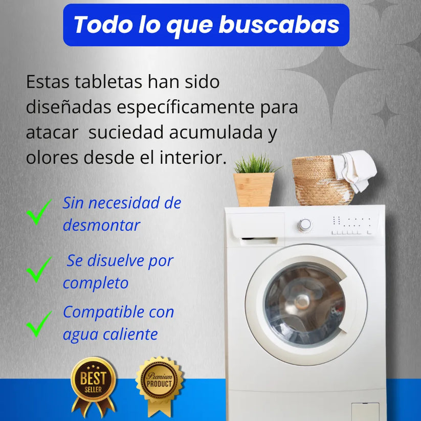 PASTILLAS EFERVESCENTES X12 PARA MANTENER LIMPIA LA LAVADORA