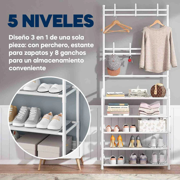 Zapatero y Organizador de Ropa para Sala, Dormitorio y/o Baño | 170 cm x 80 cm x 26 cm